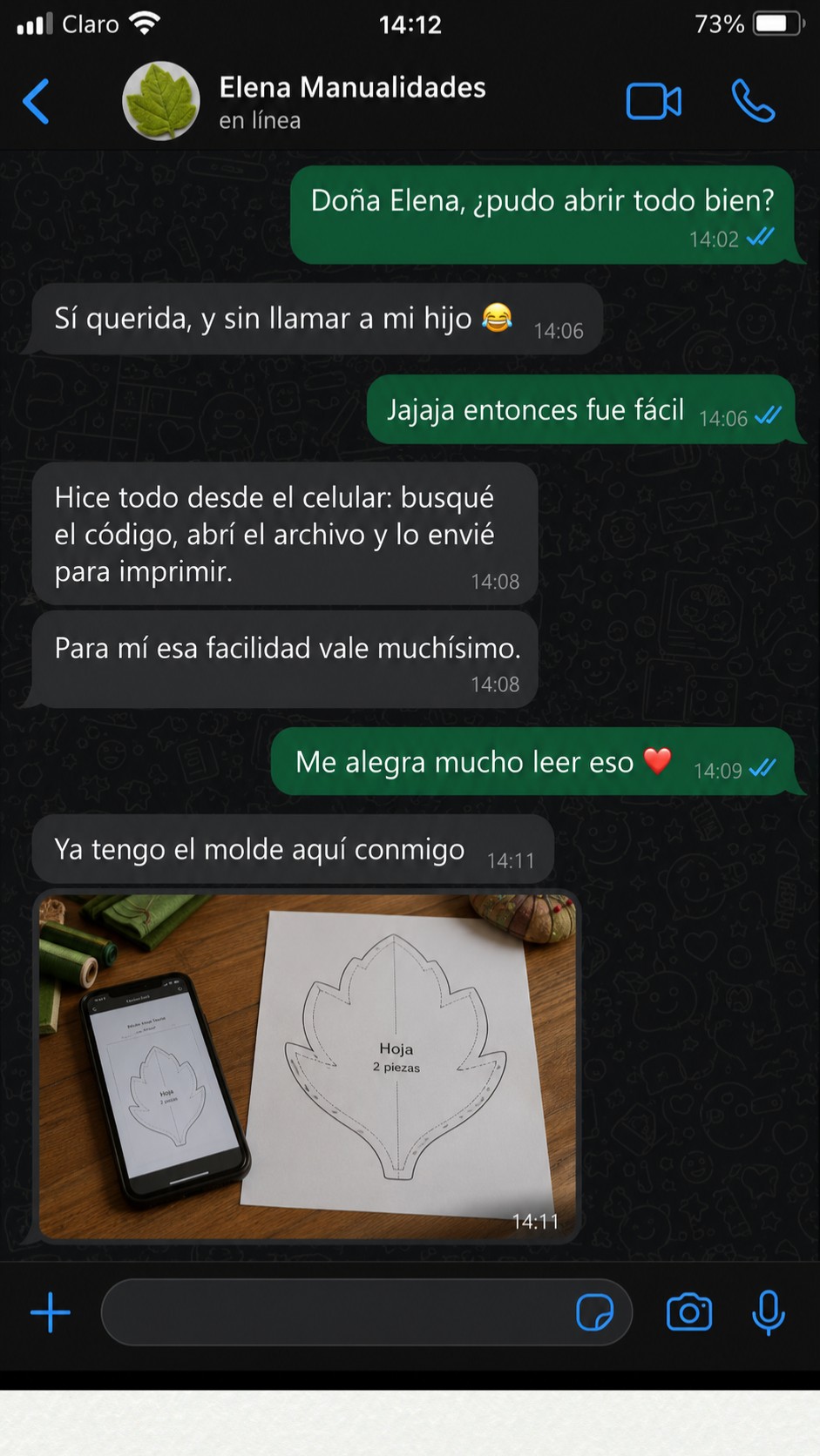 Conversación real: acceso y envío para imprimir hechos desde el celular