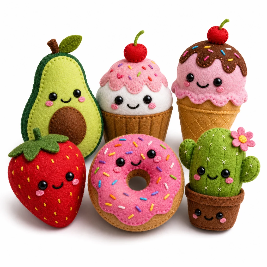 Comidas kawaii terminadas en fieltro